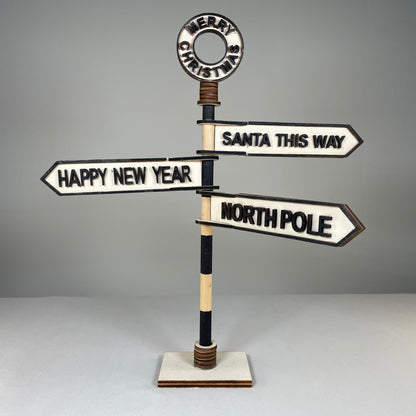 Christmas Direction Sign - Handmade Ornament by Curious Rabbit ®