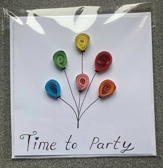 time to party quilled card
