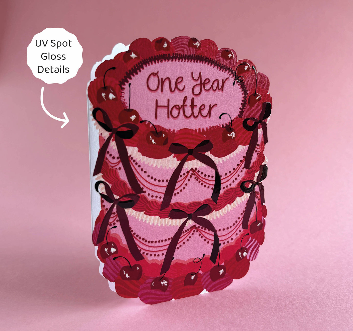 One Year Hotter Birthday Cake Card – Funny Shaped Birthday Card with Sass
