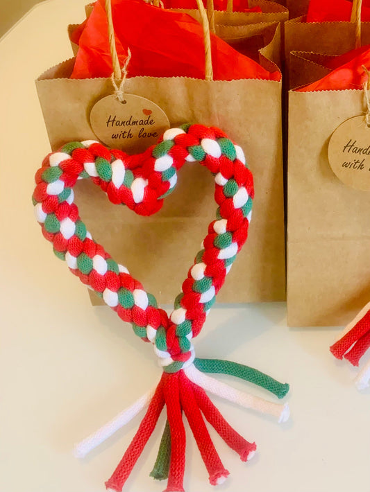 Handmade Dog Toy Rope Love Heart
