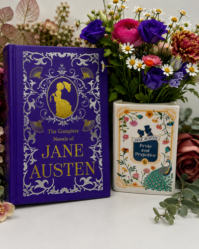 Jane Austen Book & Floral Vase Gift Set | The Complete Novels of Jane Austen