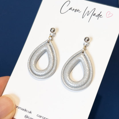 Silver grey teardrop shape earrings