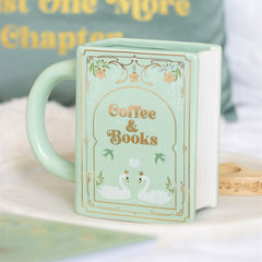 Book Mug: Coffee and Books Green Book-Shaped Mug