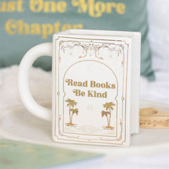 Book Mug: Read Books Be Kind White Book-Shaped Mug