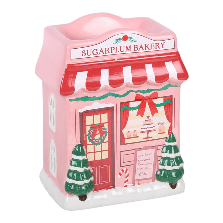 Sugarplum Bakery Oil Burner | Pink Christmas Ceramic House Wax Melt Burner