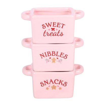 Sugarplum Bakery Pink Ceramic Christmas Snack Bowls – Set of 3