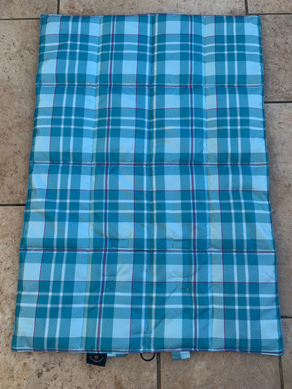 Turquoise Tartan Pet Travel and Settle Mat