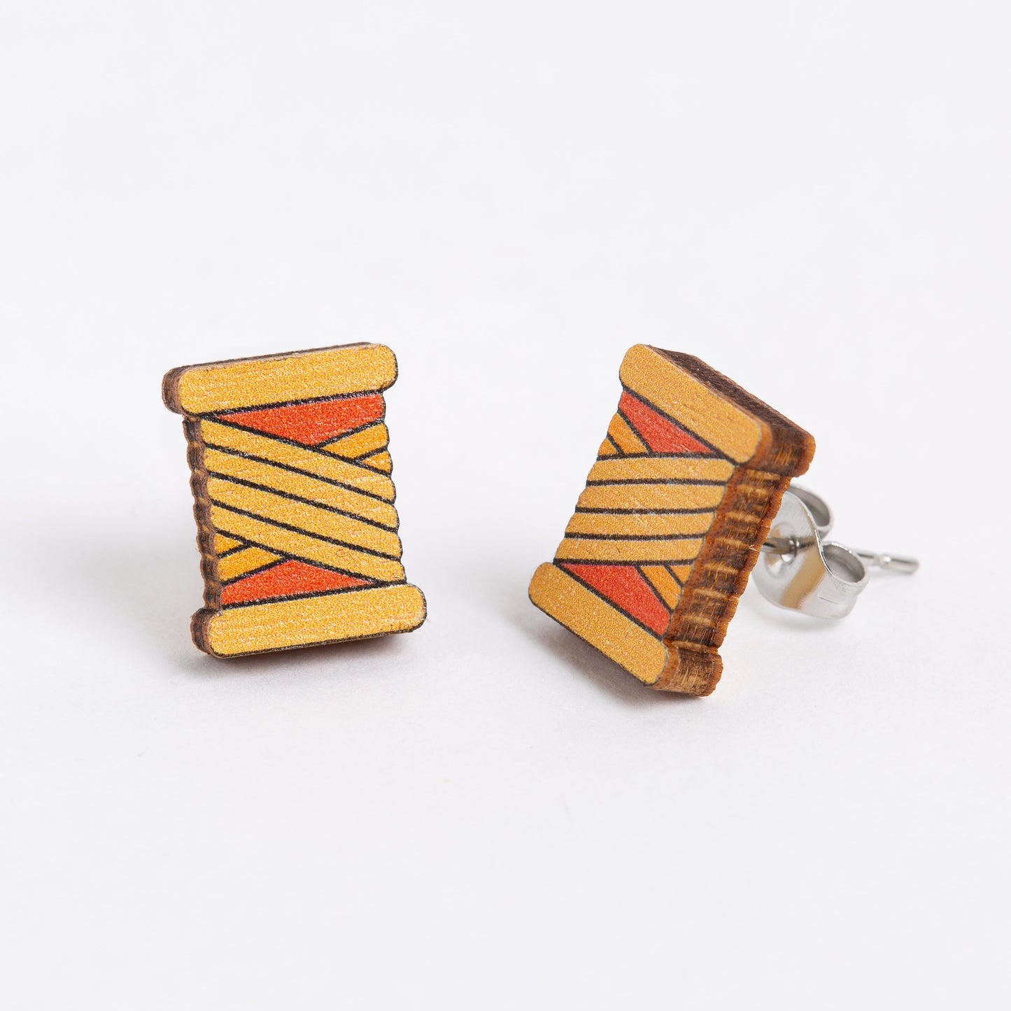 Bobbin Wooden Earrings - Creative Gift