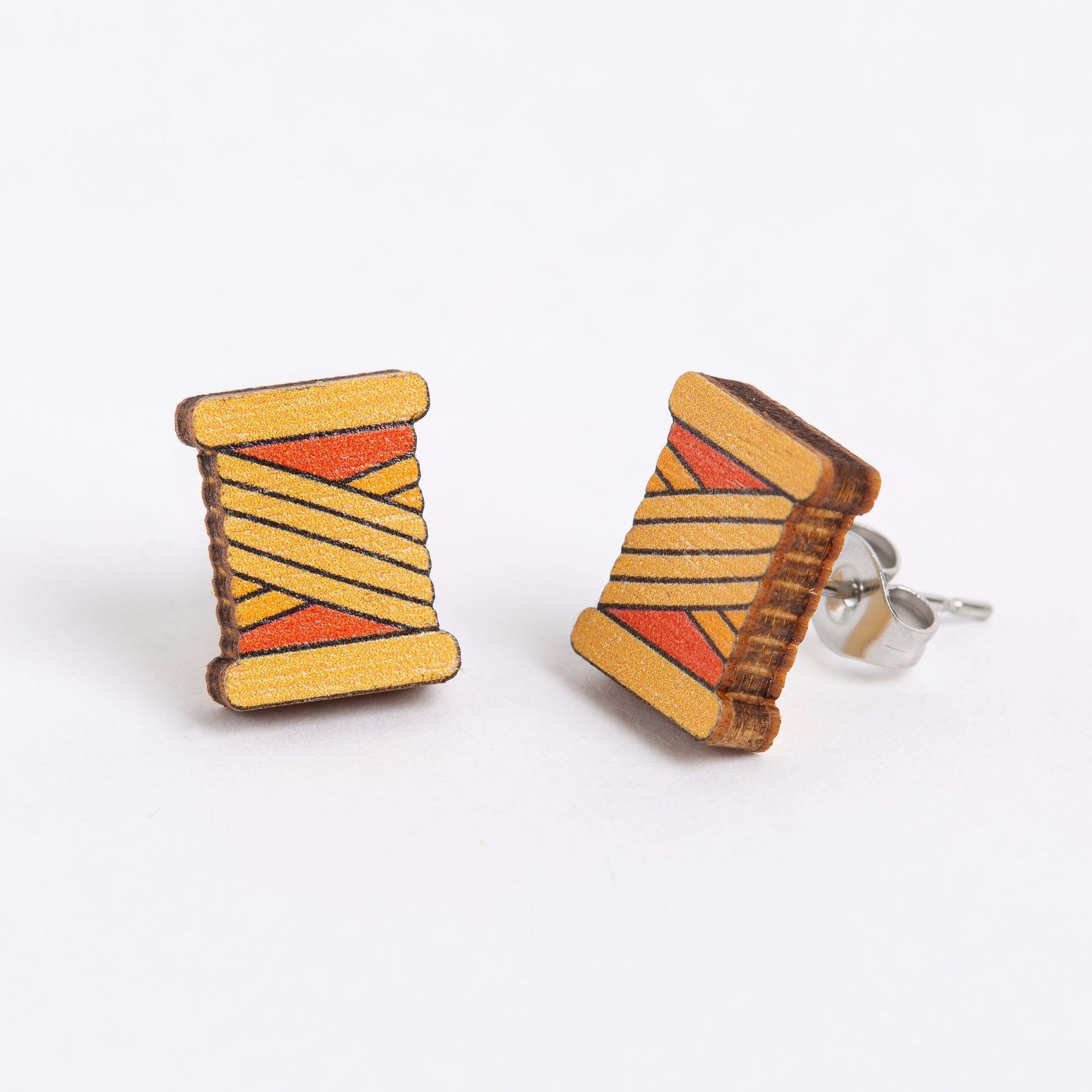 Bobbin Wooden Earrings - Creative Gift