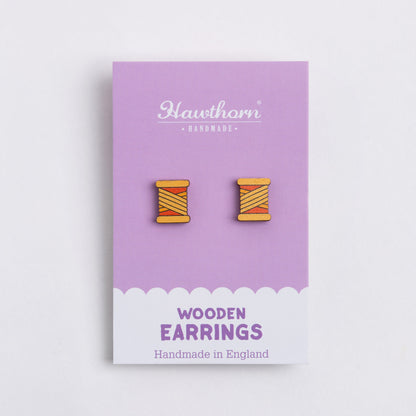 Bobbin Wooden Earrings - Creative Gift