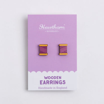 Bobbin Wooden Earrings - Creative Gift