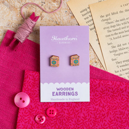 Book Wooden Earrings - Creative Gift