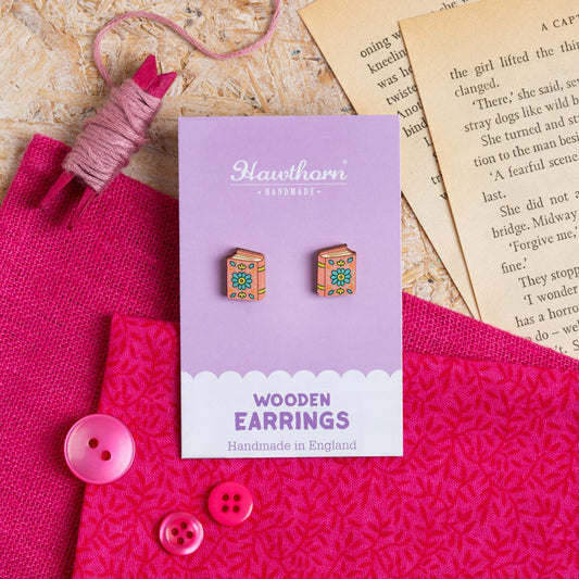 Book Wooden Earrings - Creative Gift