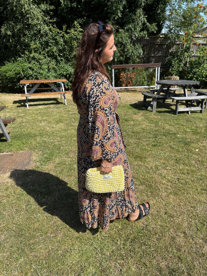 Small Crochet Handbag – Butter Yellow & White