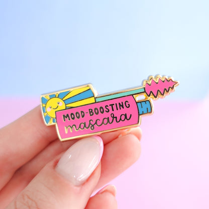 Mood-Boosting Mascara Gold Enamel Pin