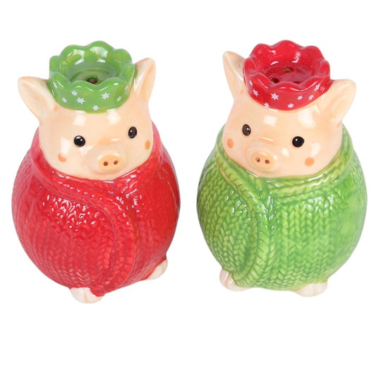 Christmas Pigs in blankets Salt & Pepper Shaker Set | Festive Ceramic Table Decorations