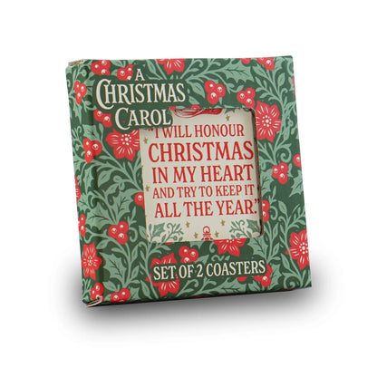 A Christmas Carol Coaster Set| Book Lover Gift | Literary Stoneware Drinks Coaster