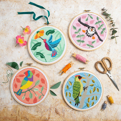 'Flamingo' Bird Cross Stitch Kit for Beginners