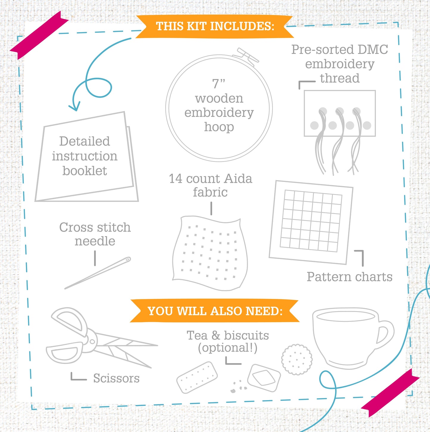 'Flamingo' Bird Cross Stitch Kit for Beginners