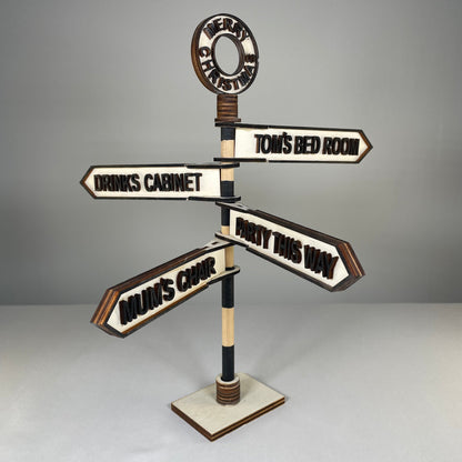 Christmas Direction Sign - Handmade Ornament by Curious Rabbit ®