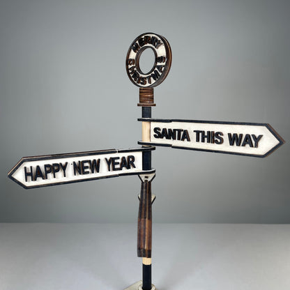 Christmas Direction Sign - Handmade Ornament by Curious Rabbit ®