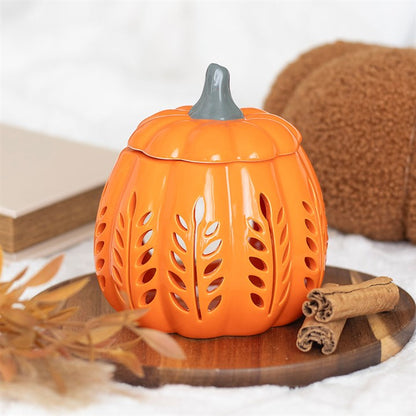 Orange Leaf Cut-Out Pumpkin Oil Burner & Wax Warmer