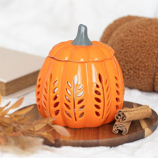 Orange Leaf Cut-Out Pumpkin Oil Burner & Wax Warmer