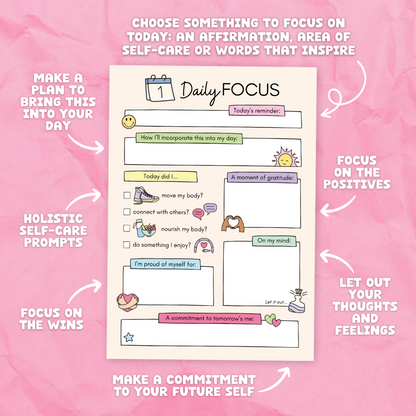 Daily Focus Self-Care Notepad - A5