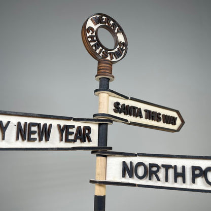 Christmas Direction Sign - Handmade Ornament by Curious Rabbit ®