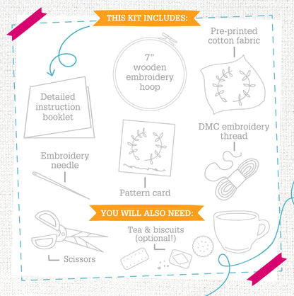 'Unwind' Booklover Embroidery Kit for Beginners