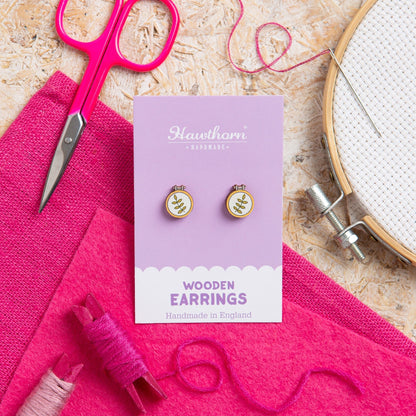 Embroidery Hoop Wooden Earrings - Creative Gift