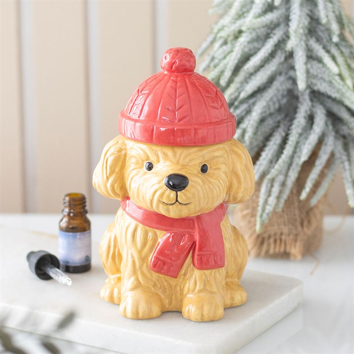 Winter Puppy Christmas Oil Burner | Ceramic Dog Oil Burner