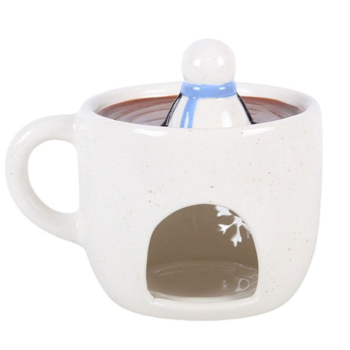 Hot Chocolate Mug Snowman Wax Burner & Oil Warmer | Christmas Wax Melt Burner