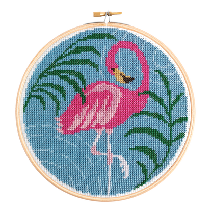 'Flamingo' Bird Cross Stitch Kit for Beginners