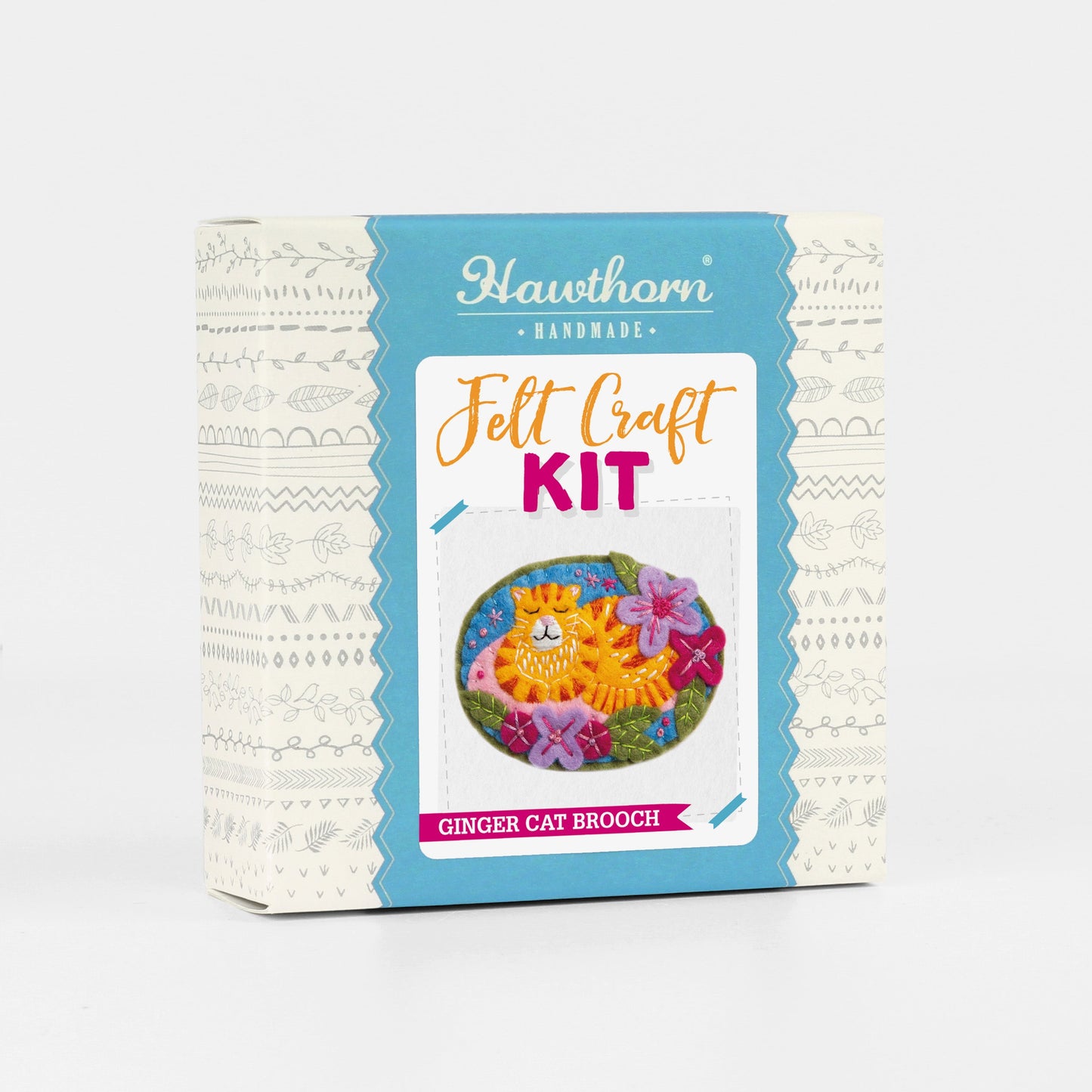 Ginger Cat Felt Craft Brooch Kit for Beginners