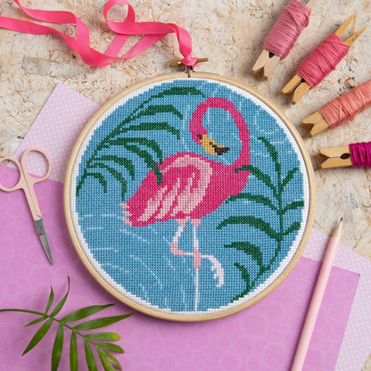 'Flamingo' Bird Cross Stitch Kit for Beginners