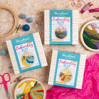 'Celtic Cliffs' Landscape Mini Embroidery Kit for Beginners