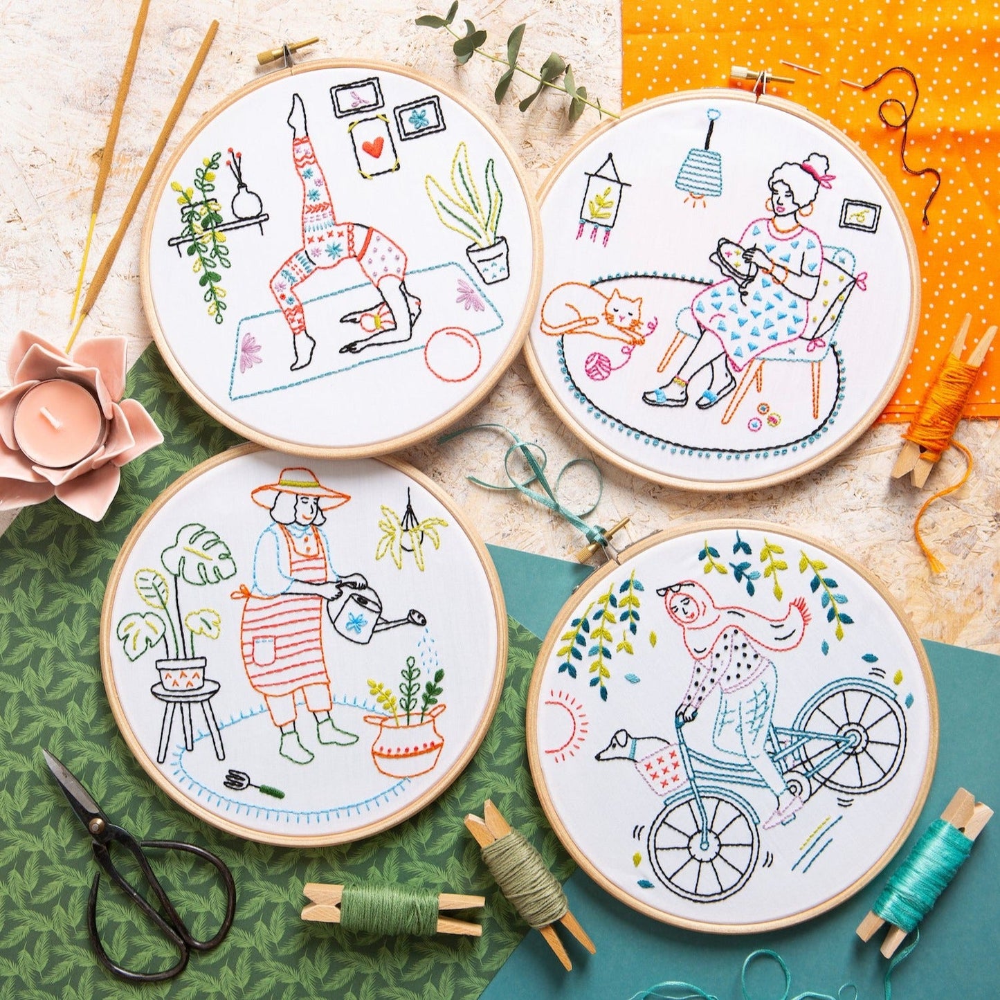 'Unwind' Booklover Embroidery Kit for Beginners