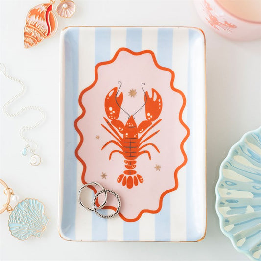 Striped Lobster Trinket Dish – Ceramic Jewellery & Key Dish