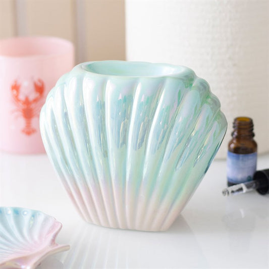 Mermaid Style Ceramic Wax Melt & Oil Burner Iridescent Shell Oil Burner