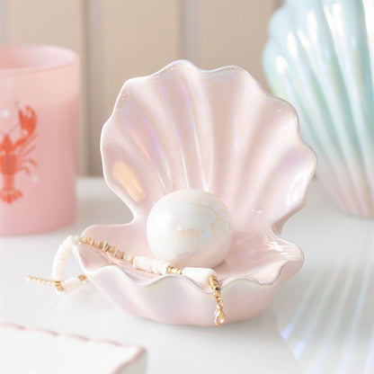 Clam Shell Trinket Dish with Pearl – Iridescent Mermaid Jewellery Dish