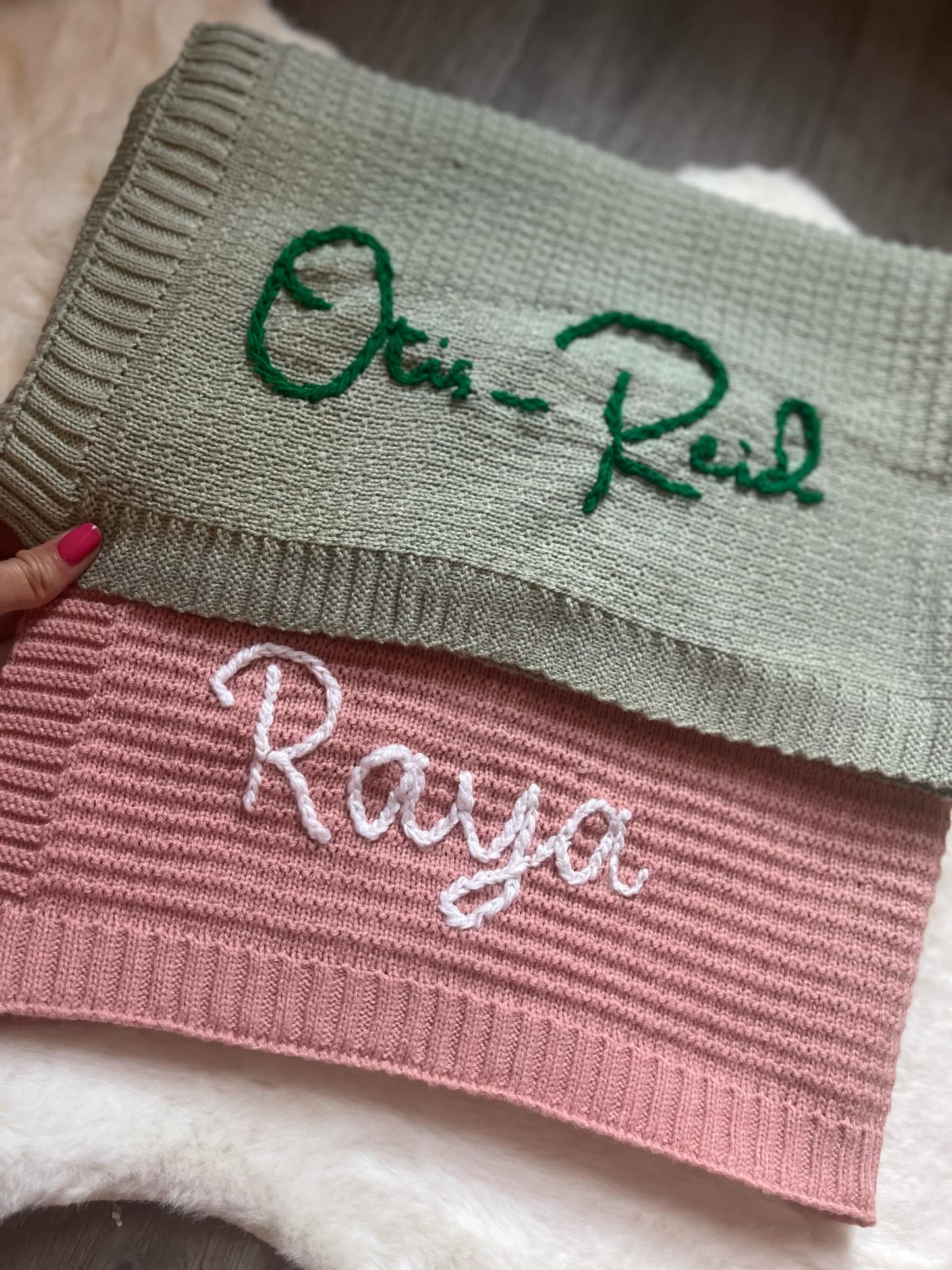 Hand Embroidery Knitted Baby Blanket