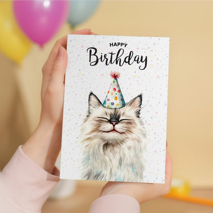 Birthday Card For Him or Her Of A Ragdoll Cat Illustration For Him or Her Birthday Gift