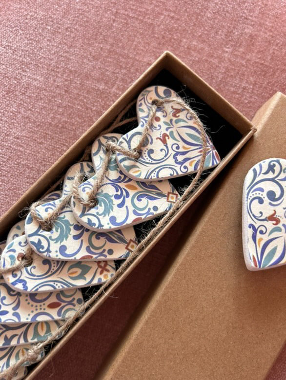 Tile Print Clay Heart Garland