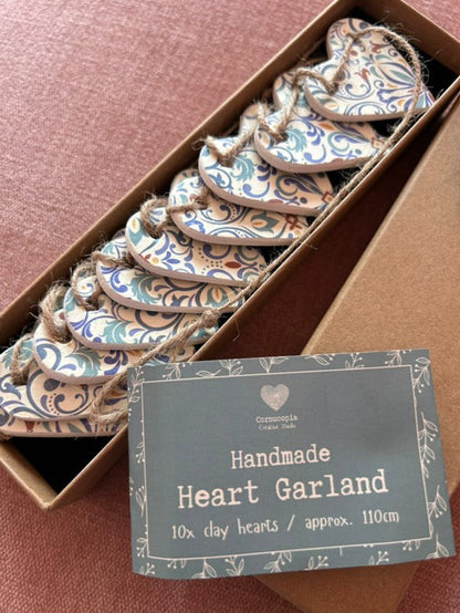 Tile Print Clay Heart Garland