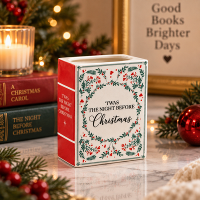 Book Vase: Twas the Night Before Christmas | Ceramic Christmas Book Vase 10.5cm