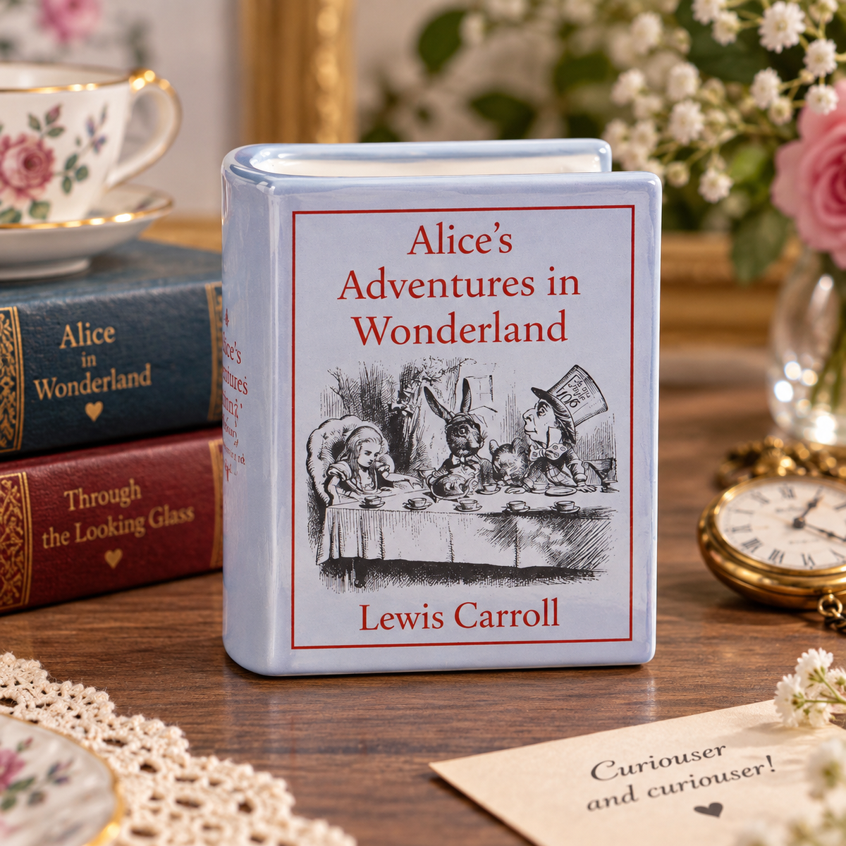 Book Vase: Alice in Wonderland (grey)