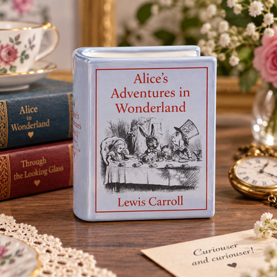 Book Vase: Alice in Wonderland (grey)