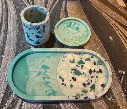 Make your own Oval Trinket Tray, Terrazzo Pot and Marbled Coaster Workshop Thursday 30th April