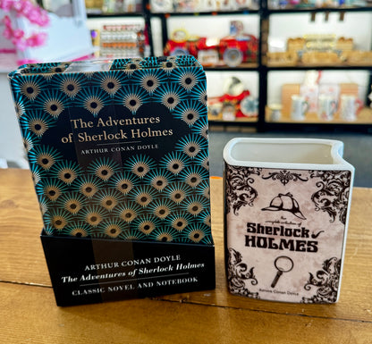 Sherlock Holmes Classic Novel & Notebook Gift Set | Includes Ceramic Book Vase